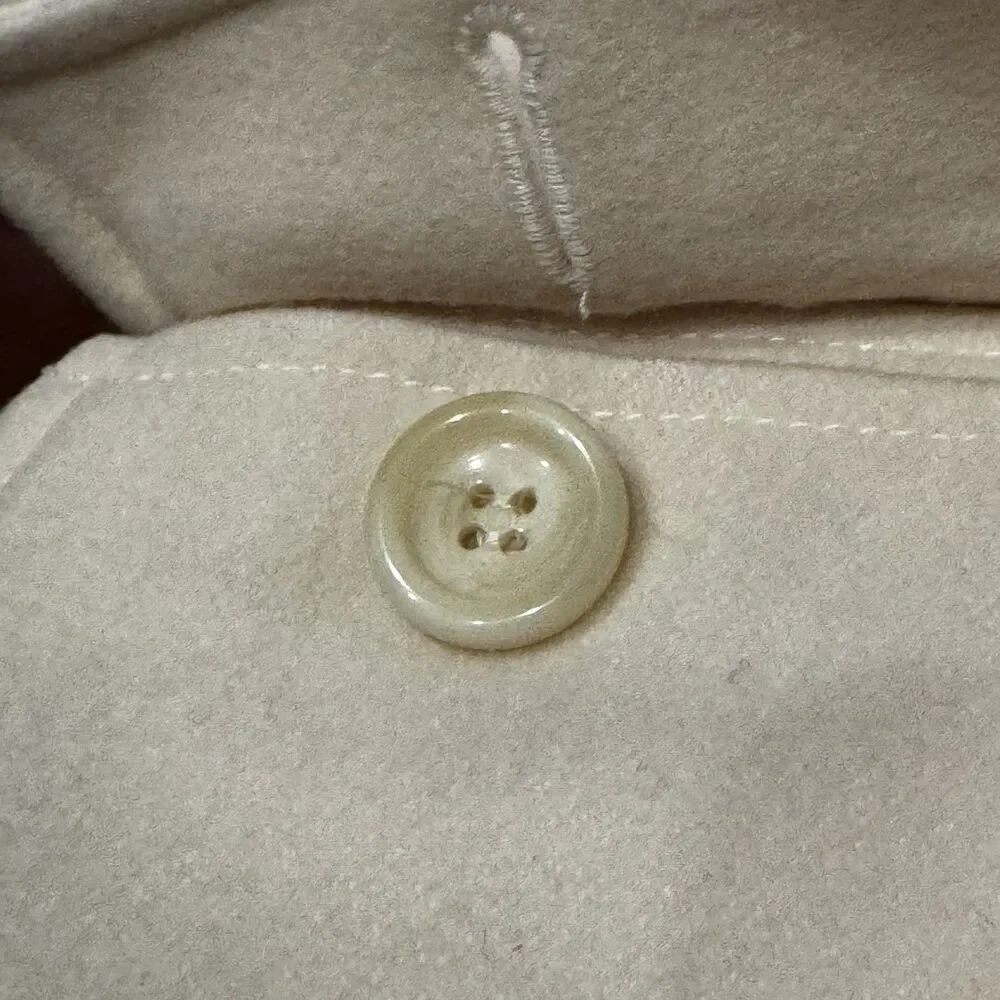 Guess Women’s Wool Blend Cream Pea Coat Double Breasted Size Small - Picture 14 of 16
